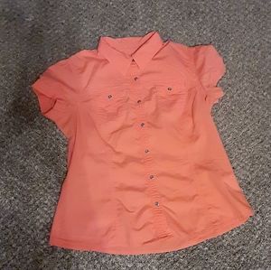 SONOMA Women's Peach Button Down Short Sleeve